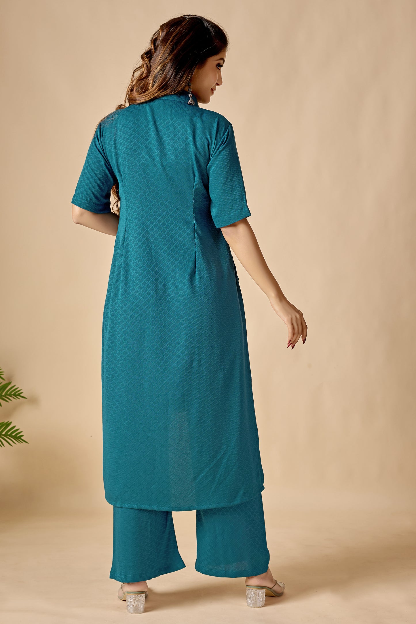Teal Blue Soft Straight Kurta Set