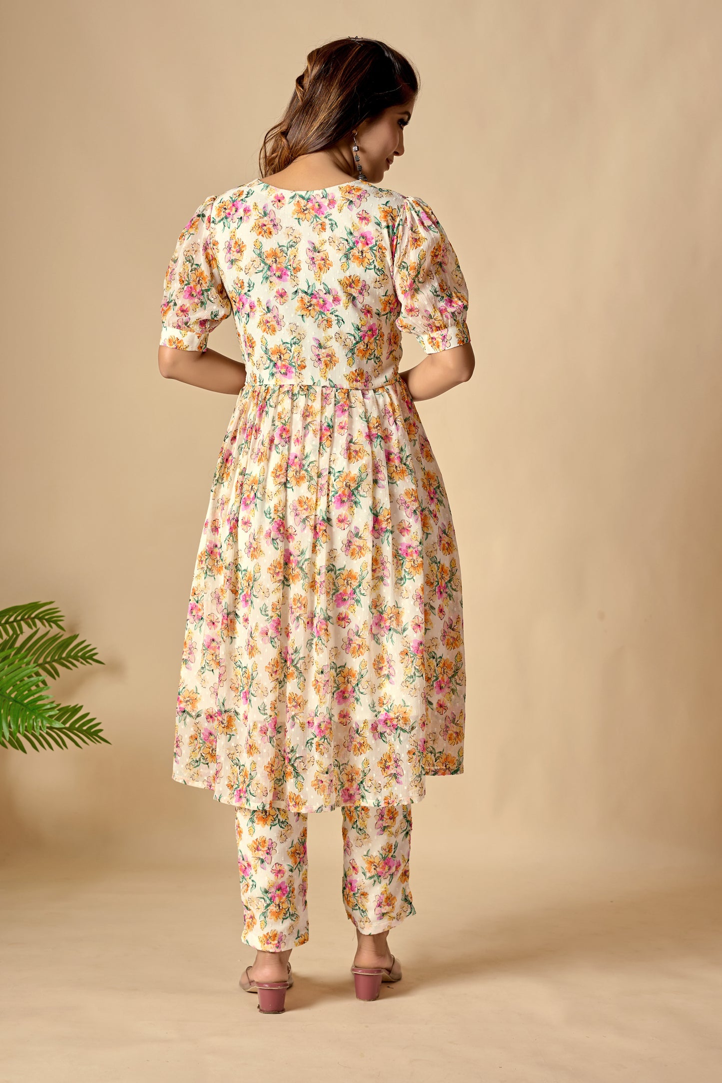 Off - White Chiffon Stylish Look Co - Ord Set