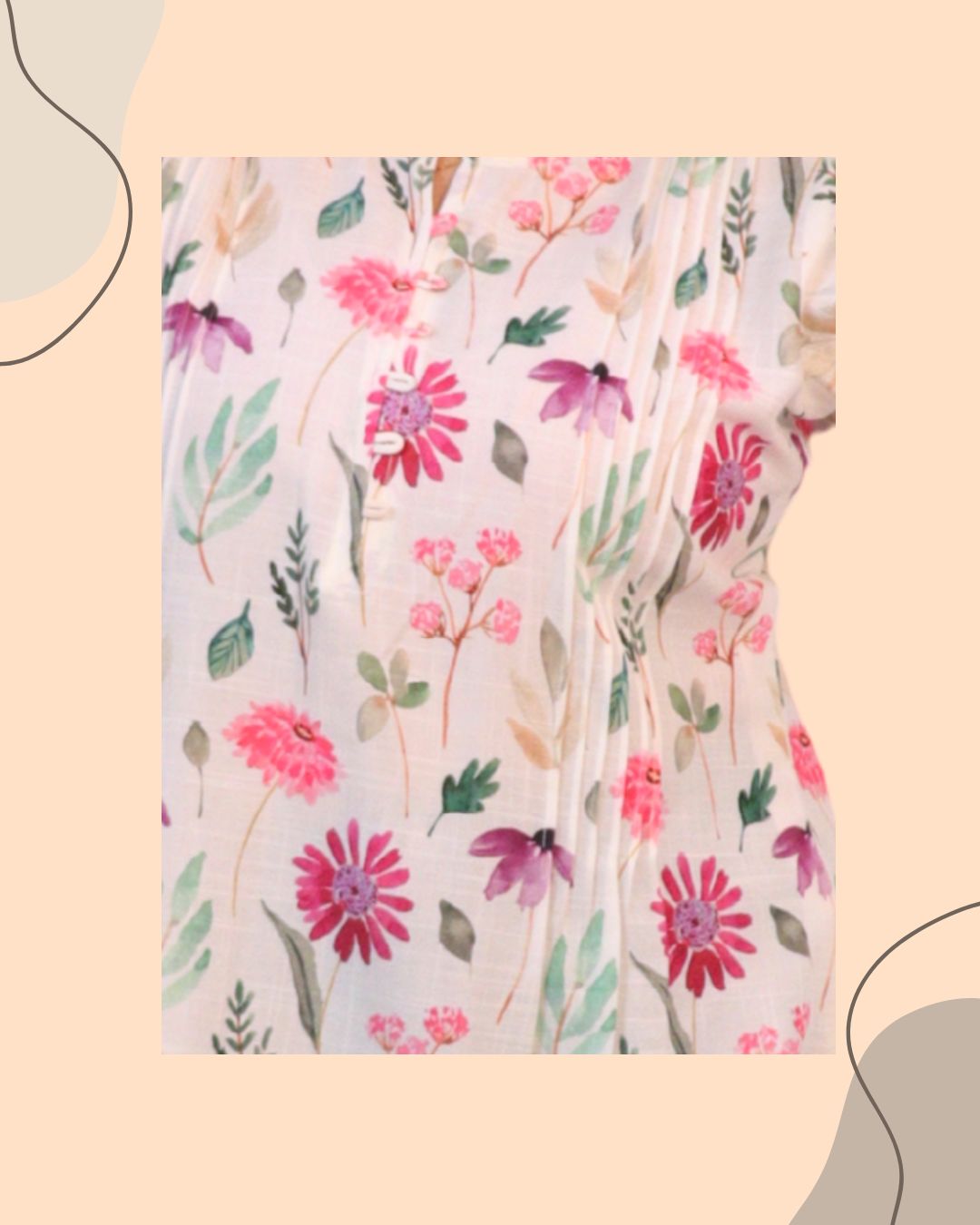 Floral Pink Print Short Kurta