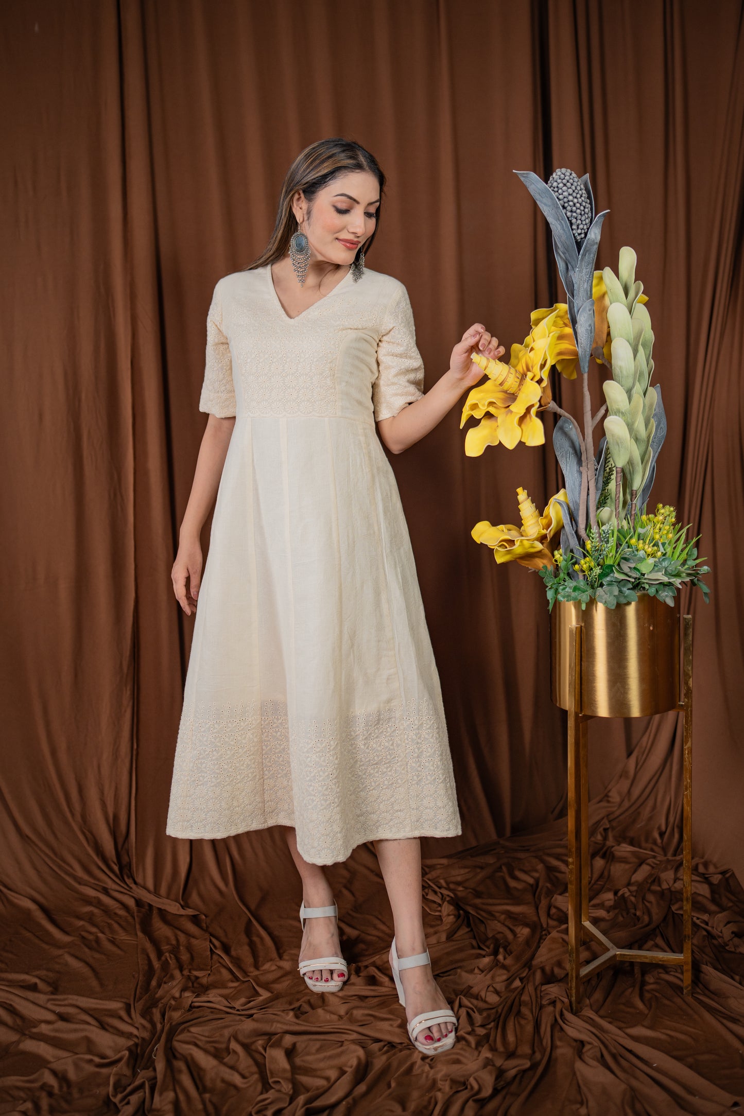 Schiffli A- Line Dress