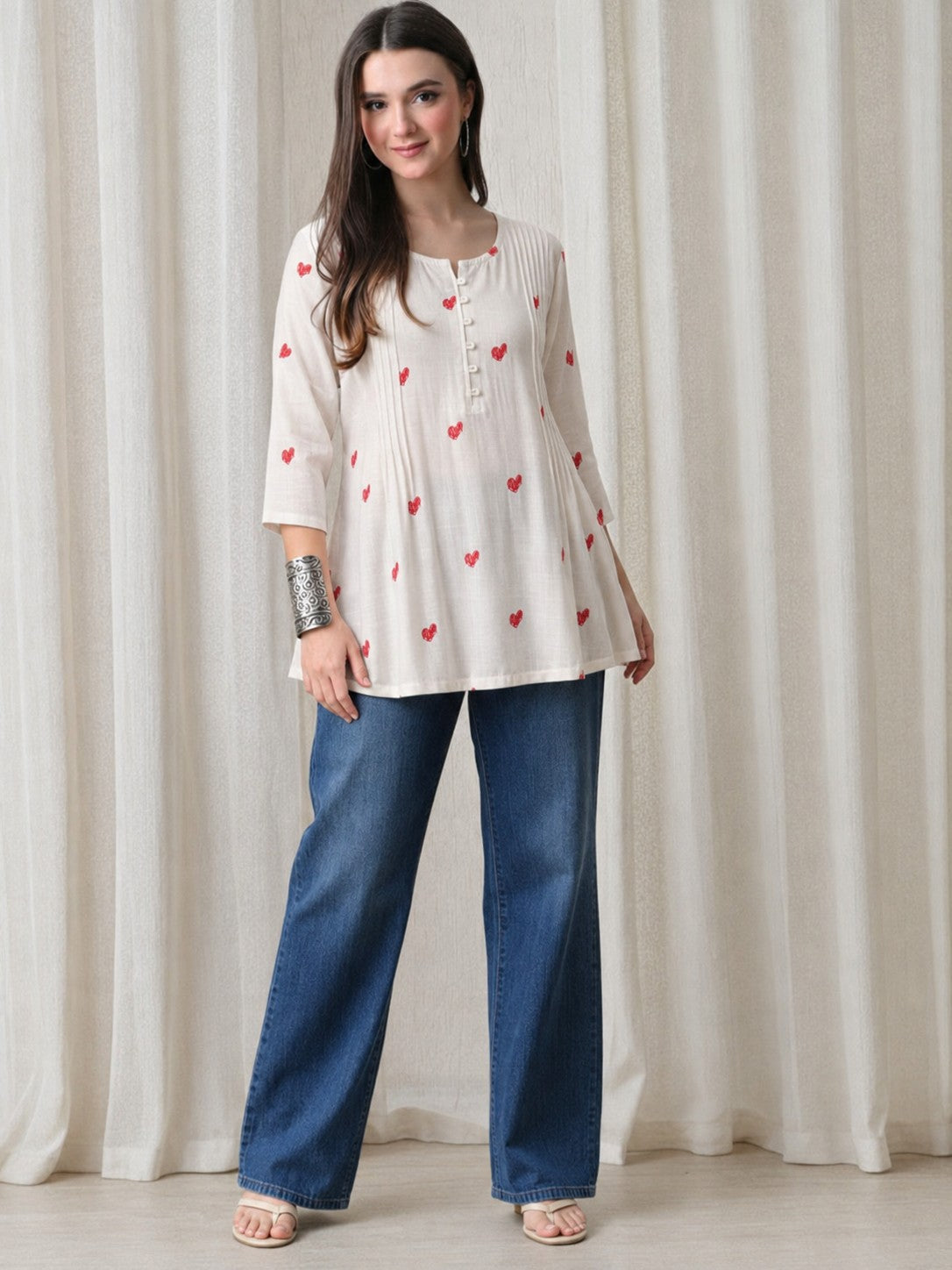 Heart Printed Short Kurti.