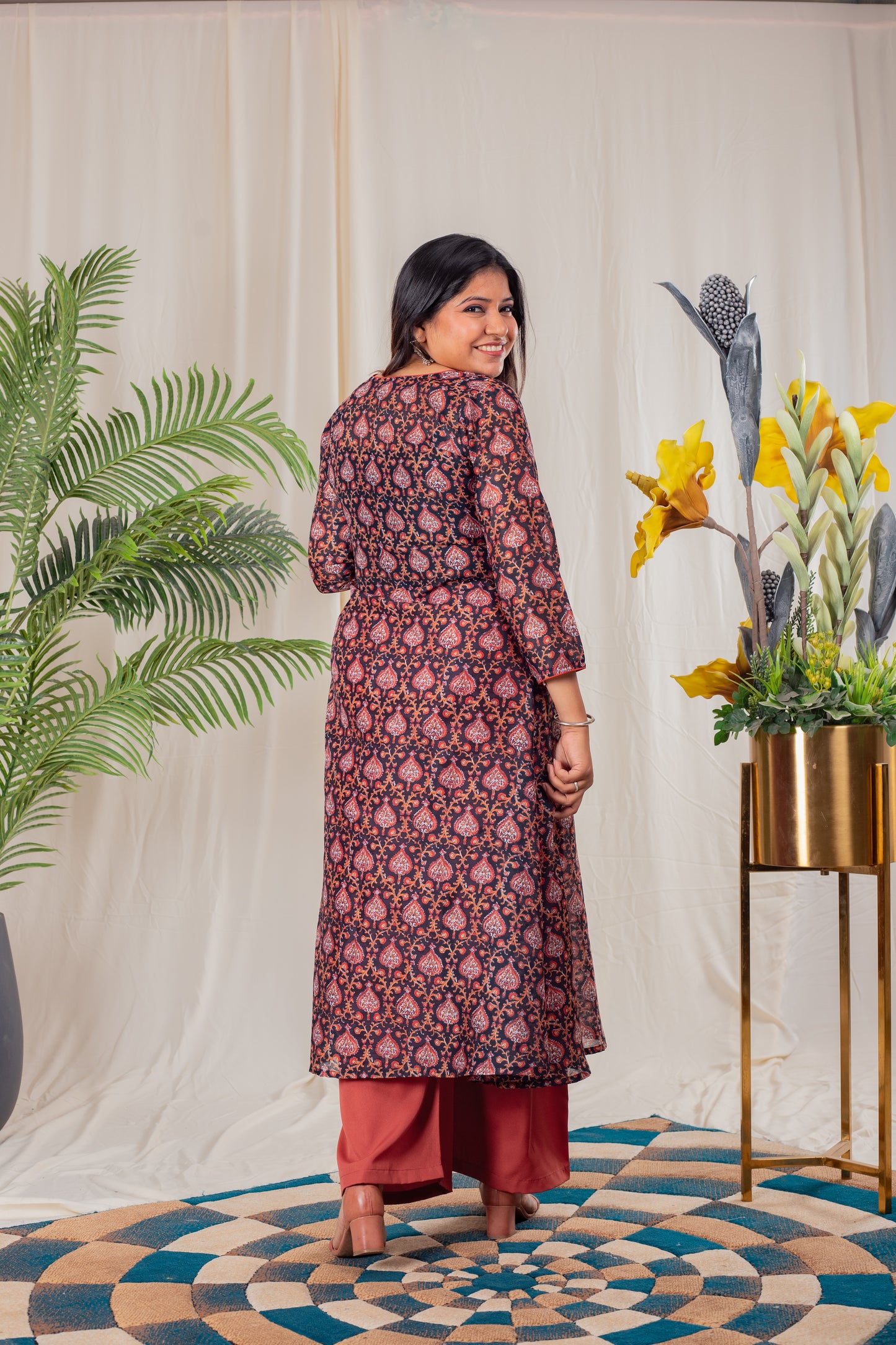 Butta Print Angrakha Kurta Set