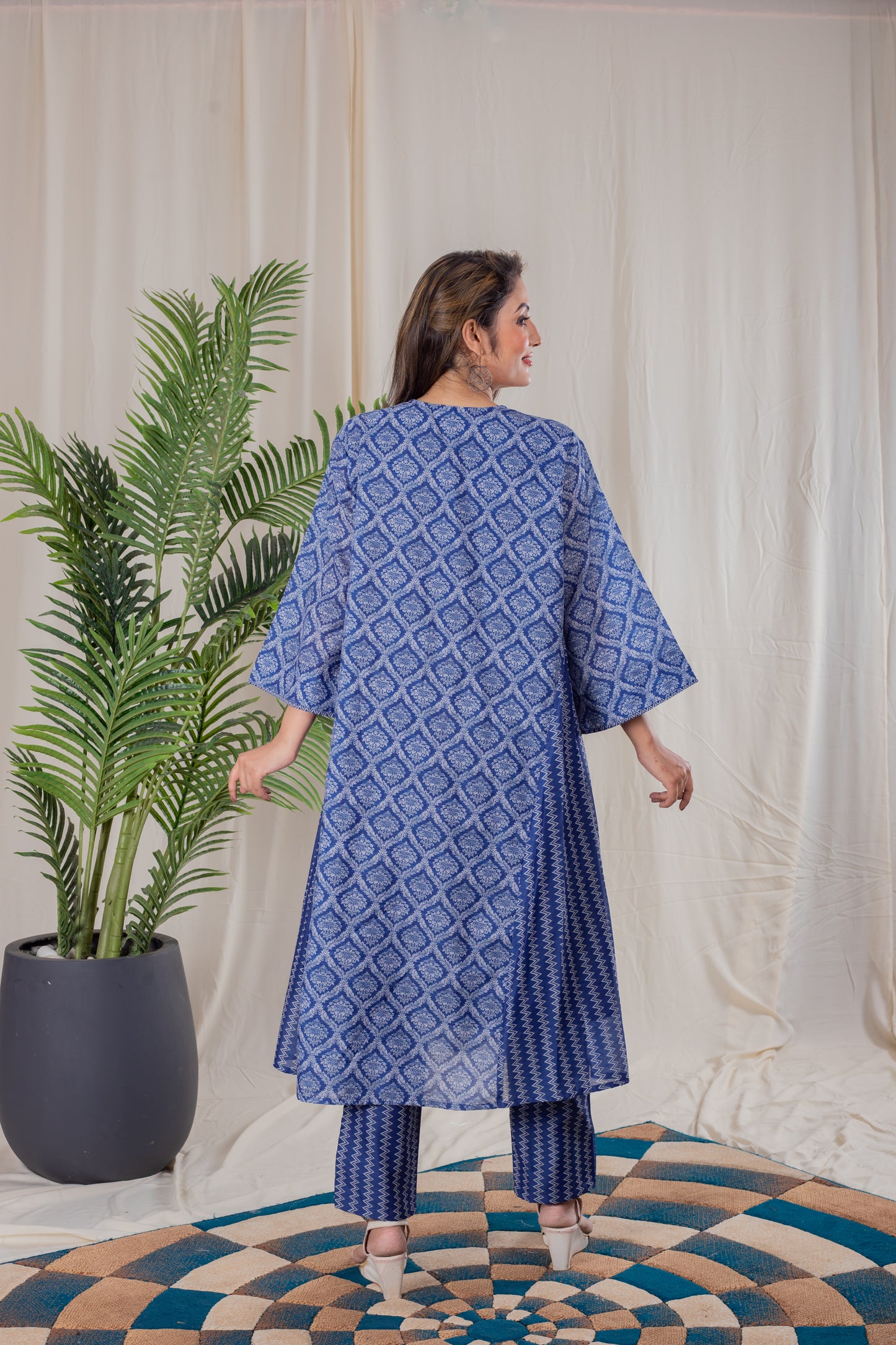 Indigo Kaftan Cum Kurta Set