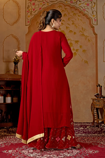 Red Straight Suit Ghara Set With Dupatta