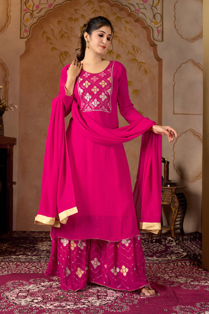 Pink Straight Suit Ghara Set With Dupatta