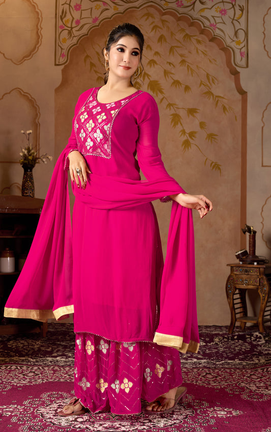 Pink Straight Suit Ghara Set With Dupatta