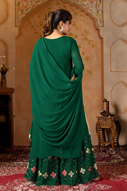 Green Straight Suit Ghara Set With Dupatta