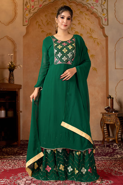 Green Straight Suit Ghara Set With Dupatta