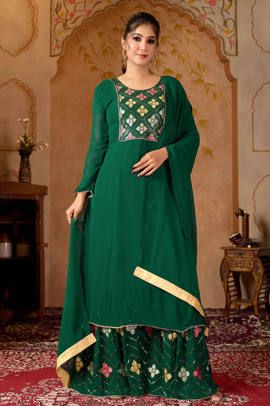 Green Straight Suit Ghara Set With Dupatta