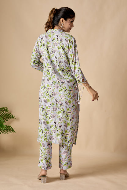 Floral Printed Rayon Straight Kurta Set
