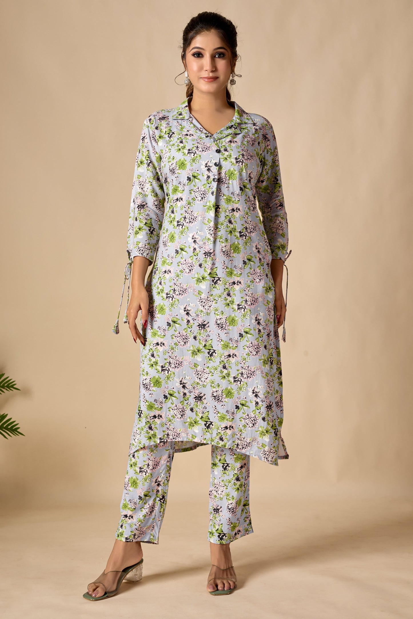Floral Printed Rayon Straight Kurta Set