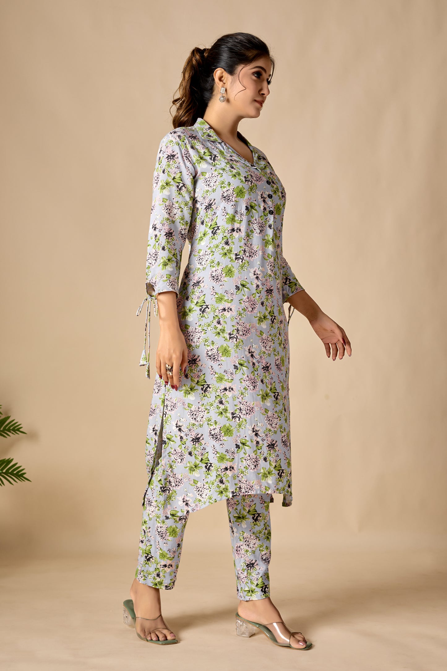 Floral Printed Rayon Straight Kurta Set