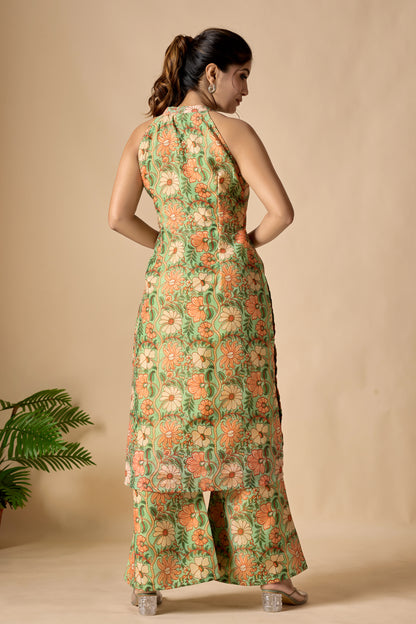 Floral Print Off Shoulder Kurta Set