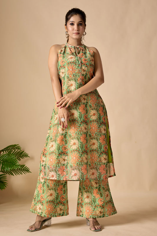 Floral Print Off Shoulder Kurta Set