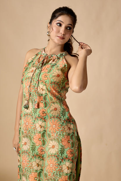 Floral Print Off Shoulder Kurta Set