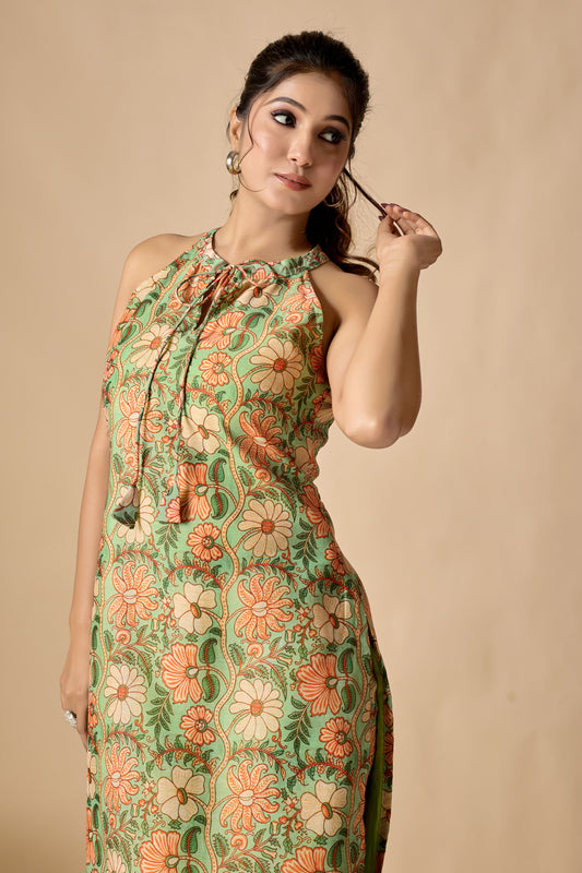 Floral Print Off Shoulder Kurta Set