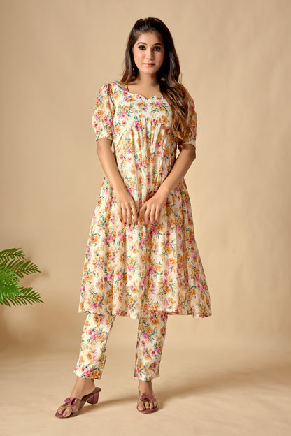 Off - White Chiffon Stylish Look Co - Ord Set