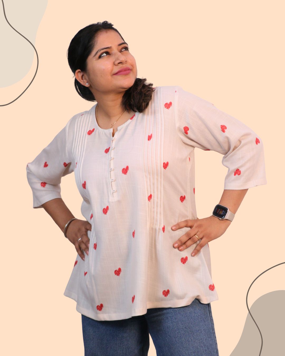 Heart Printed Short Kurti