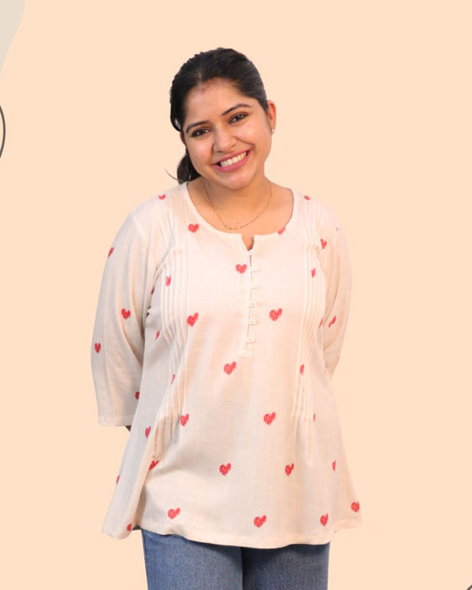 Heart Printed Short Kurti