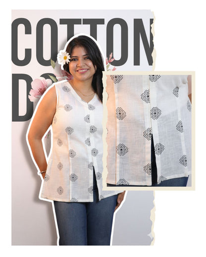 Block Printed Cotton Slub Screen Print