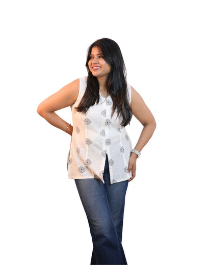 Block Printed Cotton Slub Screen Print