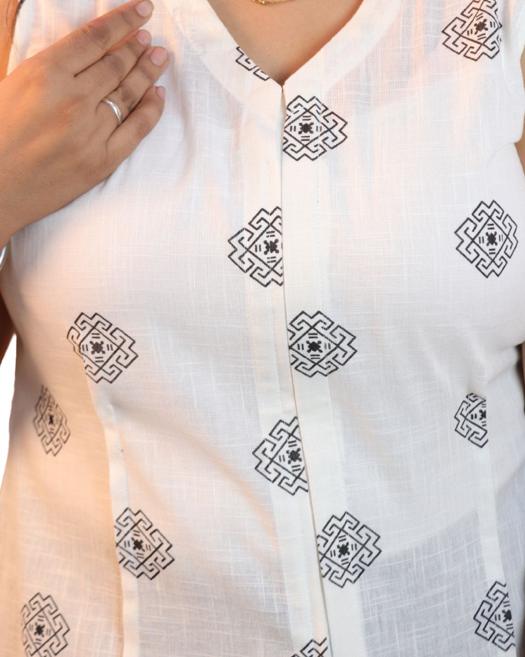 Block Printed Cotton Slub Screen Print