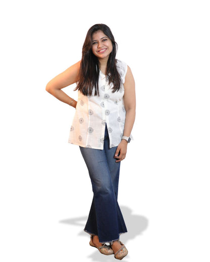 Block Printed Cotton Slub Screen Print