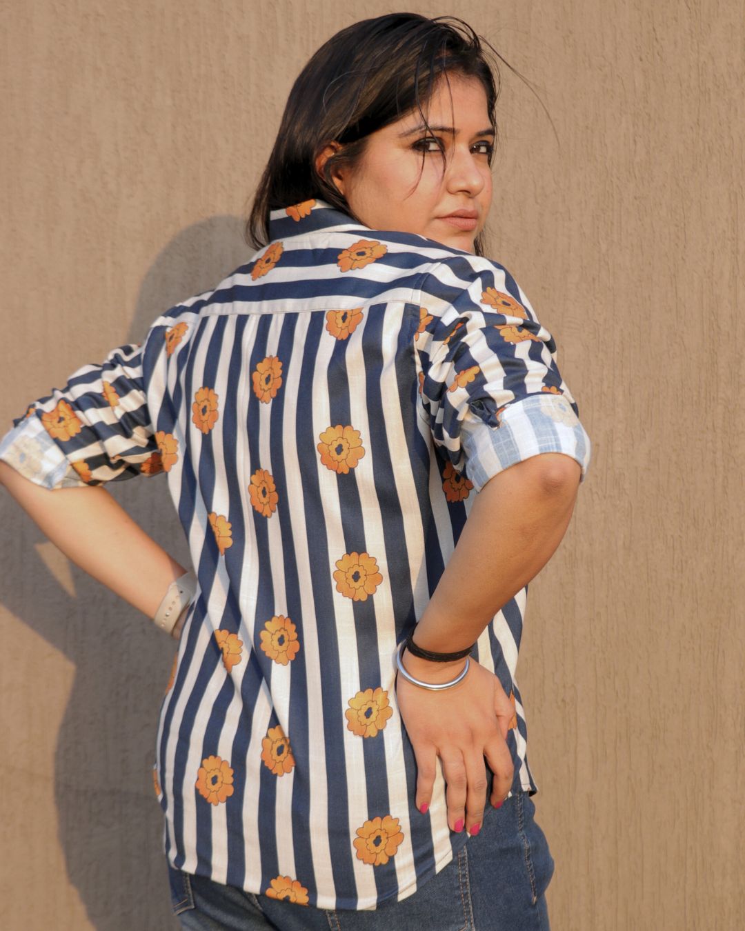 White and Black Coffee Printed Shirt 3/4