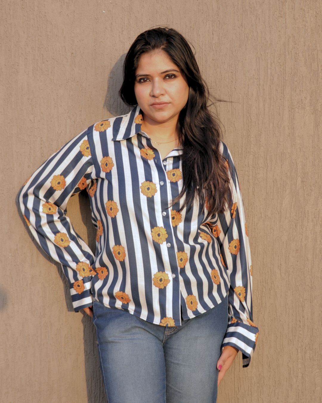 White and Black Coffee Printed Shirt 3/4