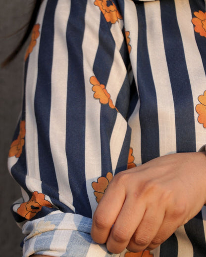 White and Black Coffee Printed Shirt 3/4