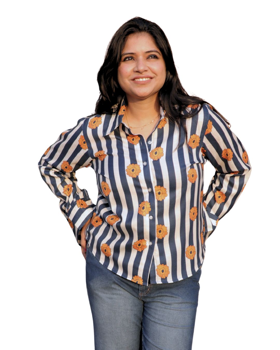 White and Black Coffee Printed Shirt 3/4