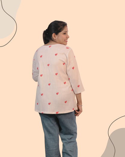 Heart Printed Short Kurti