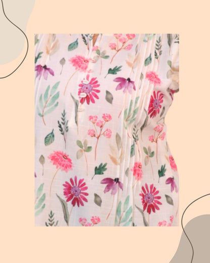 Floral Pink Print Short Kurta