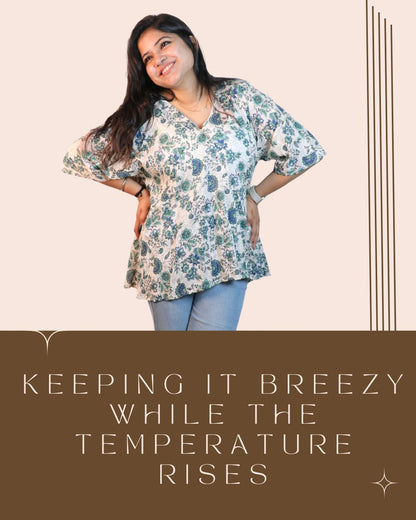 A-line floral tunic with a relaxed, breezy fit