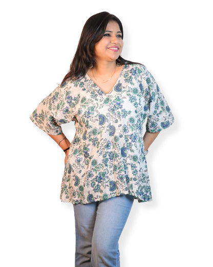 A-line floral tunic with a relaxed, breezy fit