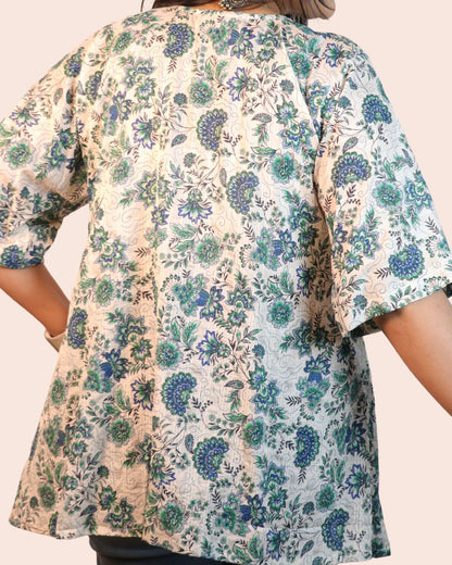 A-line floral tunic with a relaxed, breezy fit