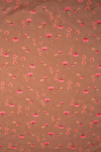 Maavish | Digital Floral Print Poly-Linen Saree Orange