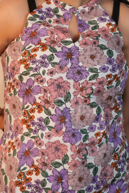 Maavish Women Multi Color Floral Printed Halter Neck Top with Tie-Up