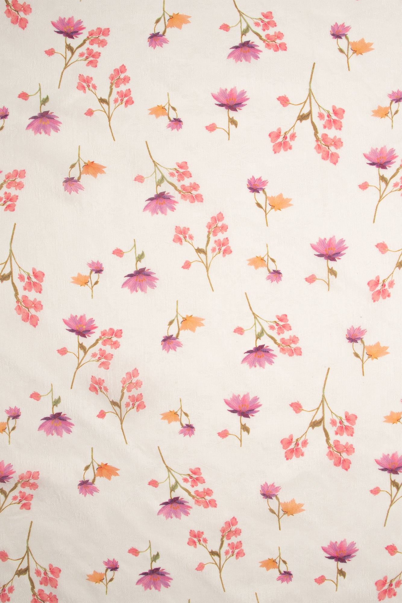 Maavish | Digital Floral Print Poly-Linen Saree White and Beige