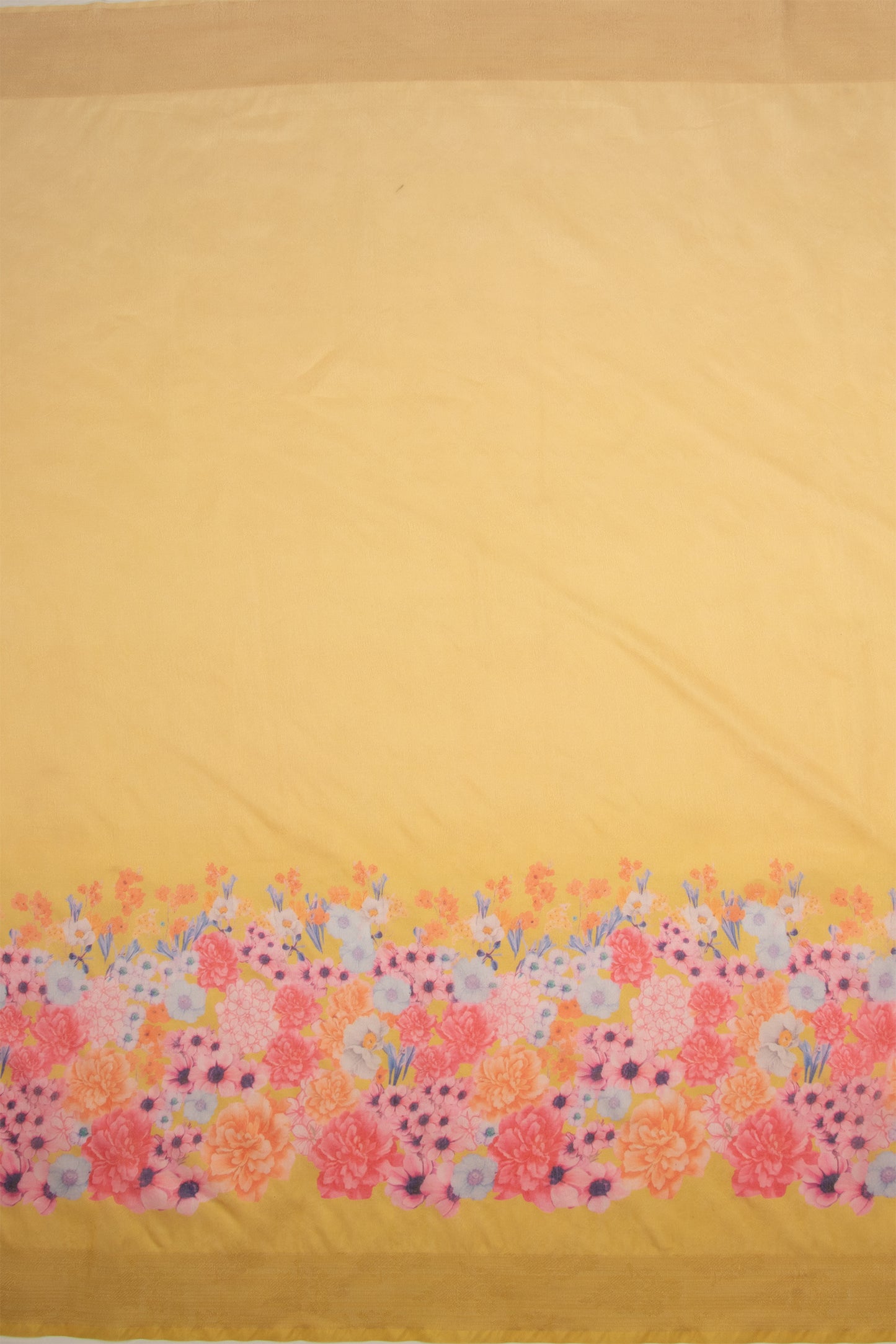 Maavish | Digital Floral Print Poly-Linen Saree Yellow