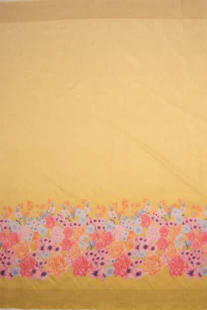 Maavish | Digital Floral Print Poly-Linen Saree Yellow