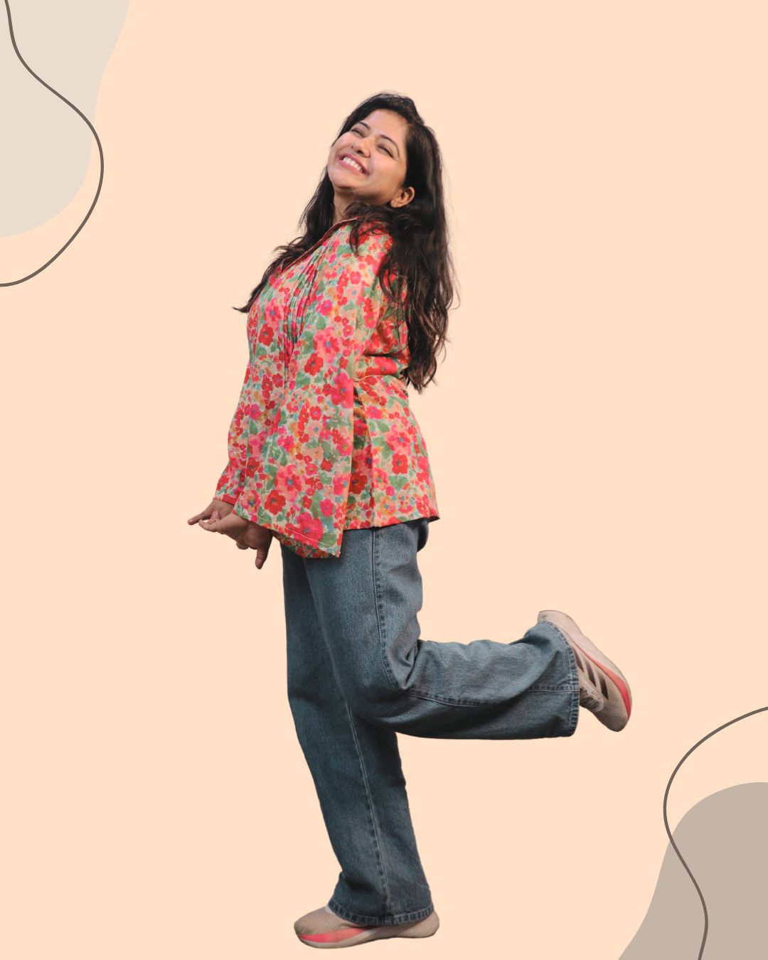 Multi Floral Print Short Kurta