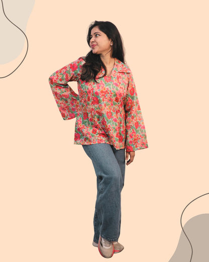 Multi Floral Print Short Kurta