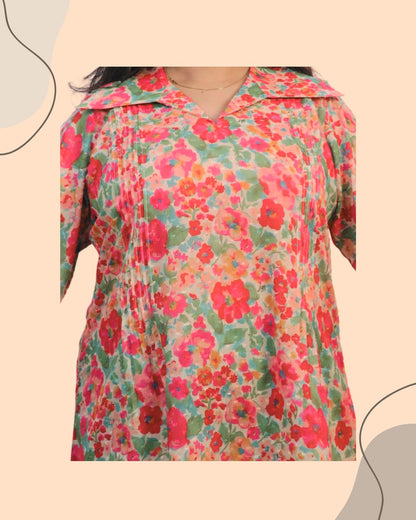 Multi Floral Print Short Kurta