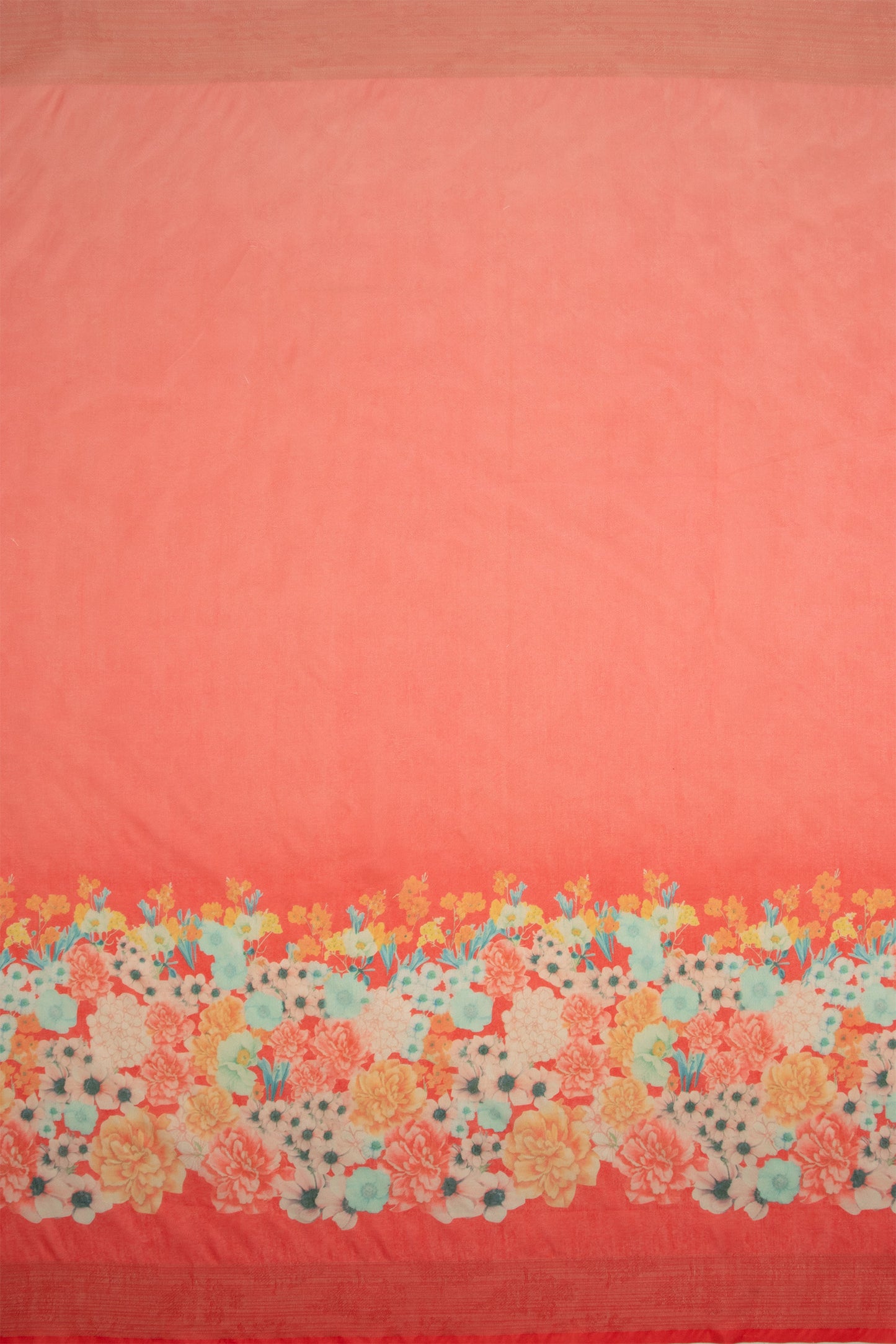 Maavish | Digital Floral Print Poly-Linen Saree Red
