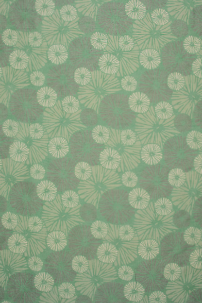 Maavish | Digital Lotus Print Poly-Linen Saree Green