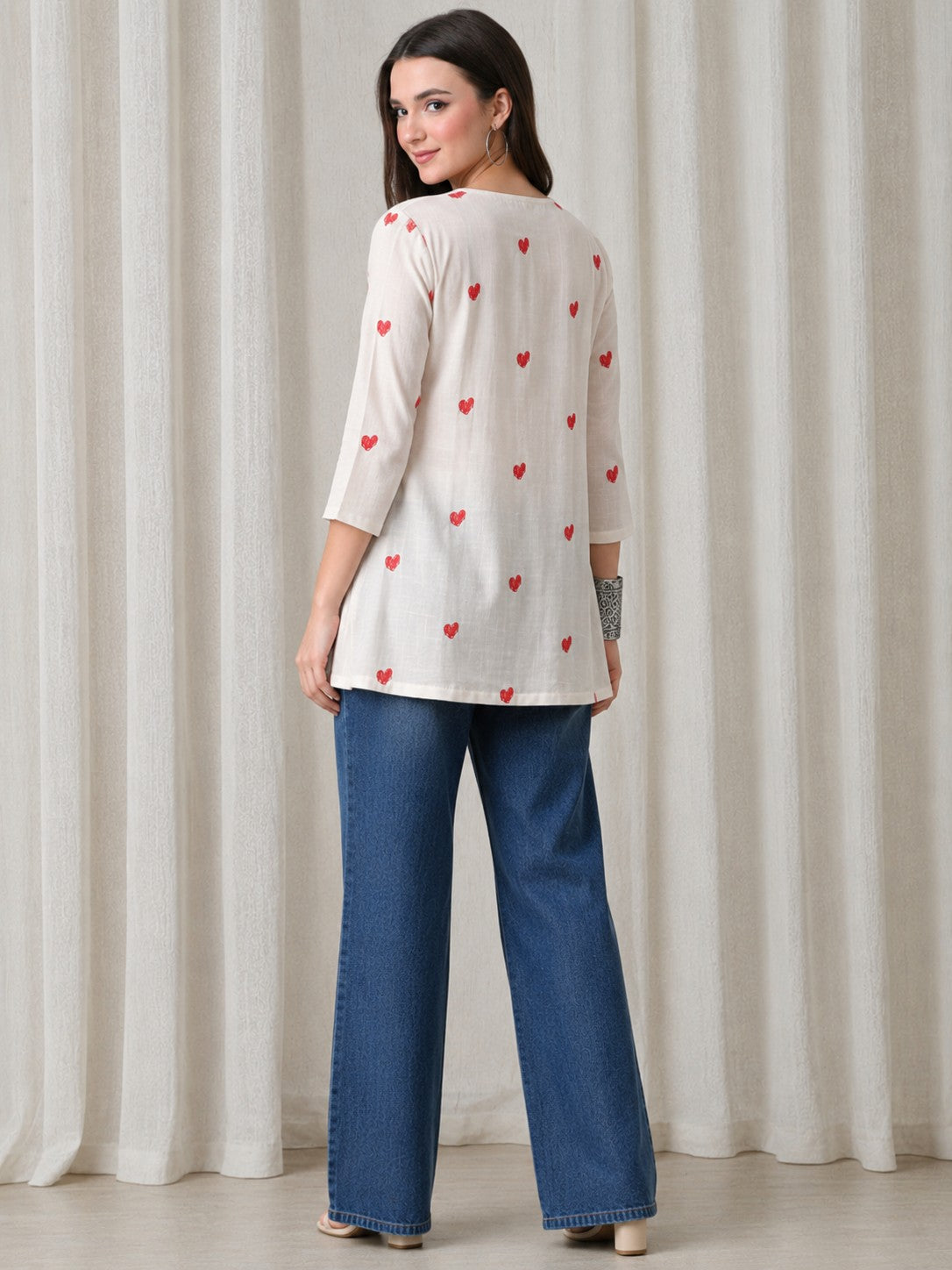 Heart Printed Short Kurti.