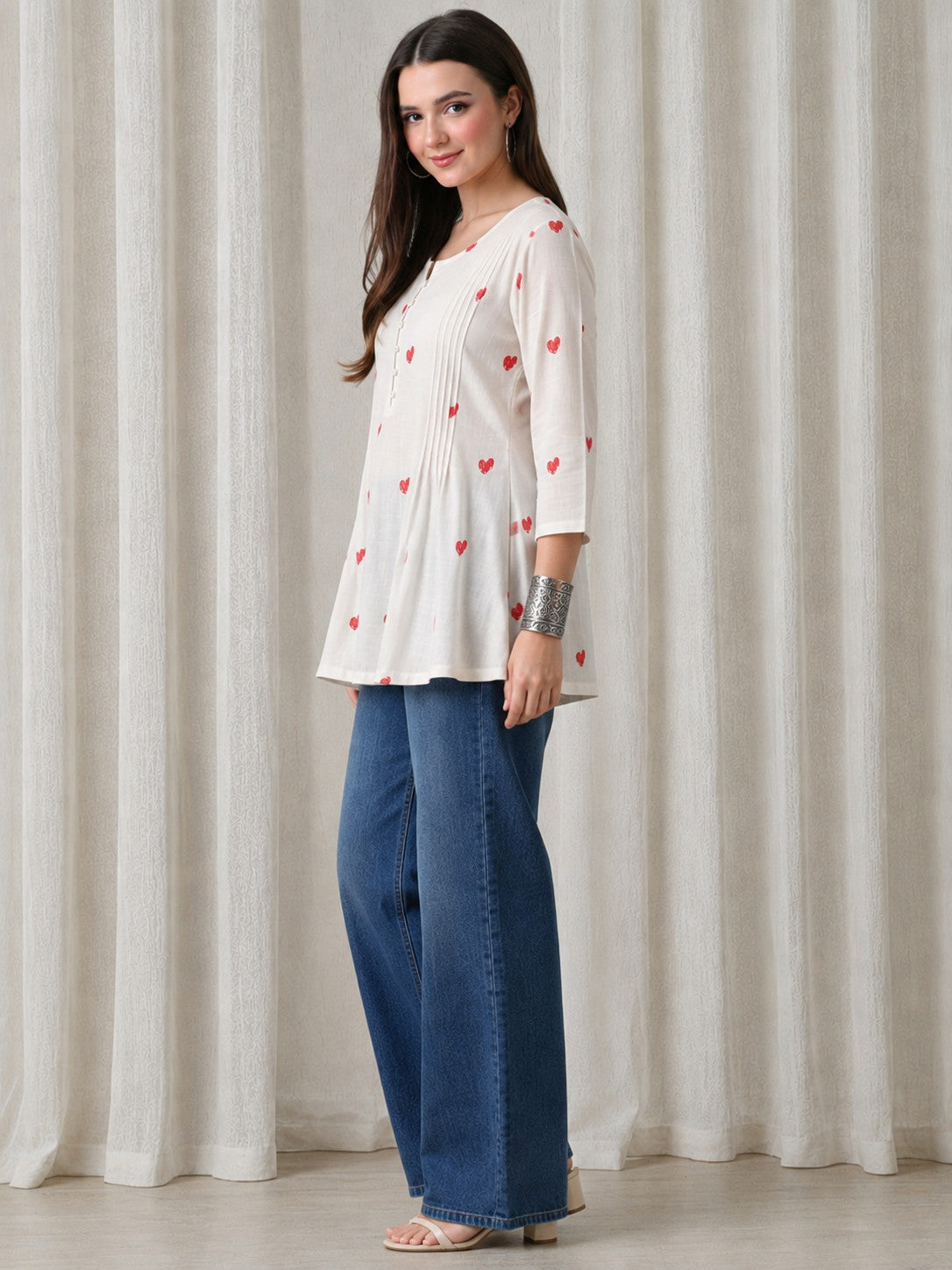 Heart Printed Short Kurti.