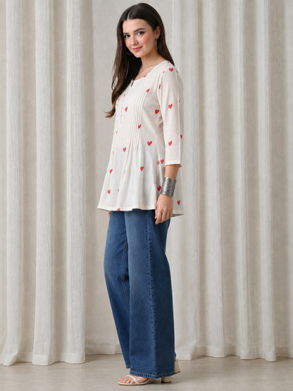 Heart Printed Short Kurti.