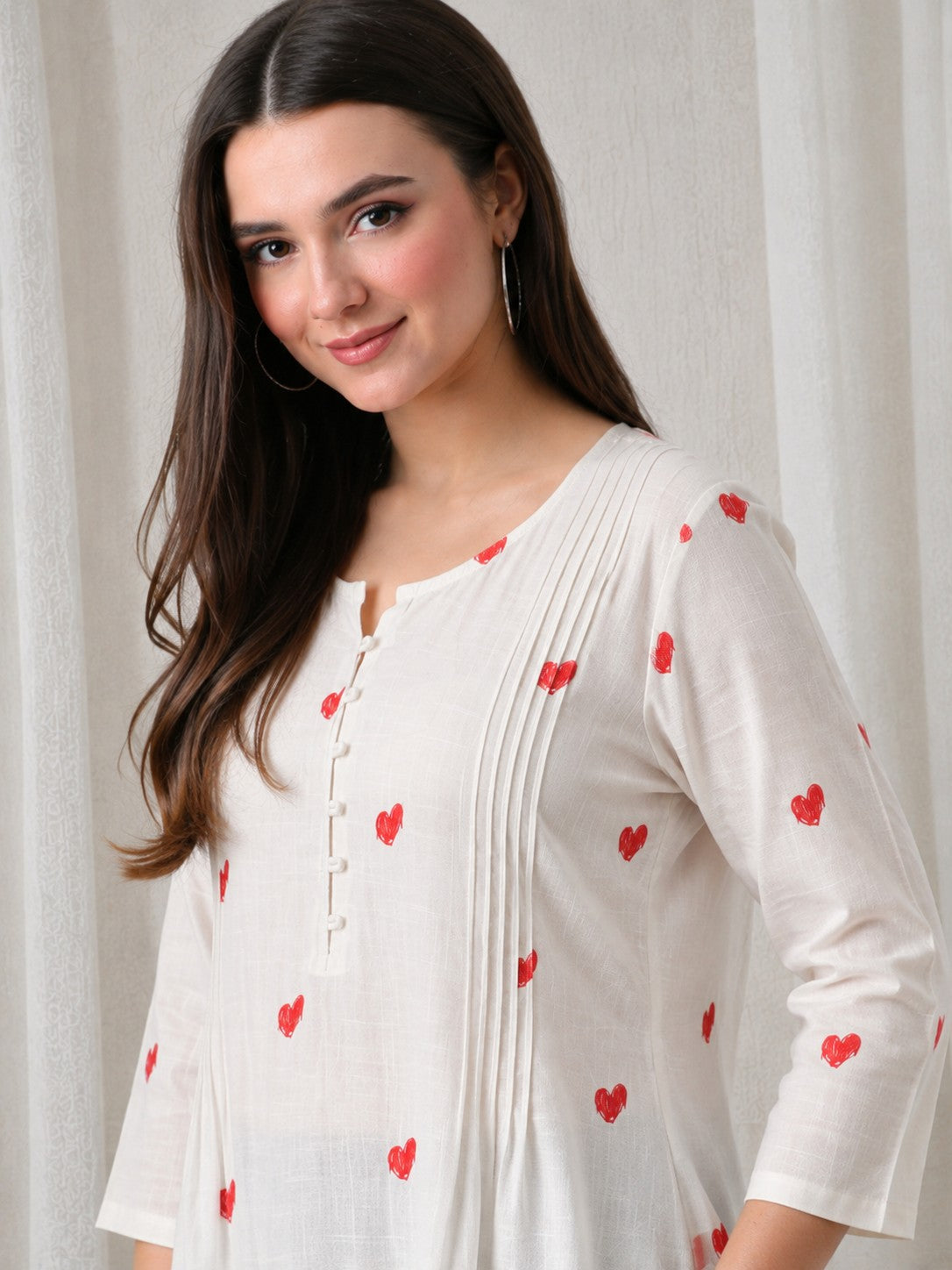 Heart Printed Short Kurti.